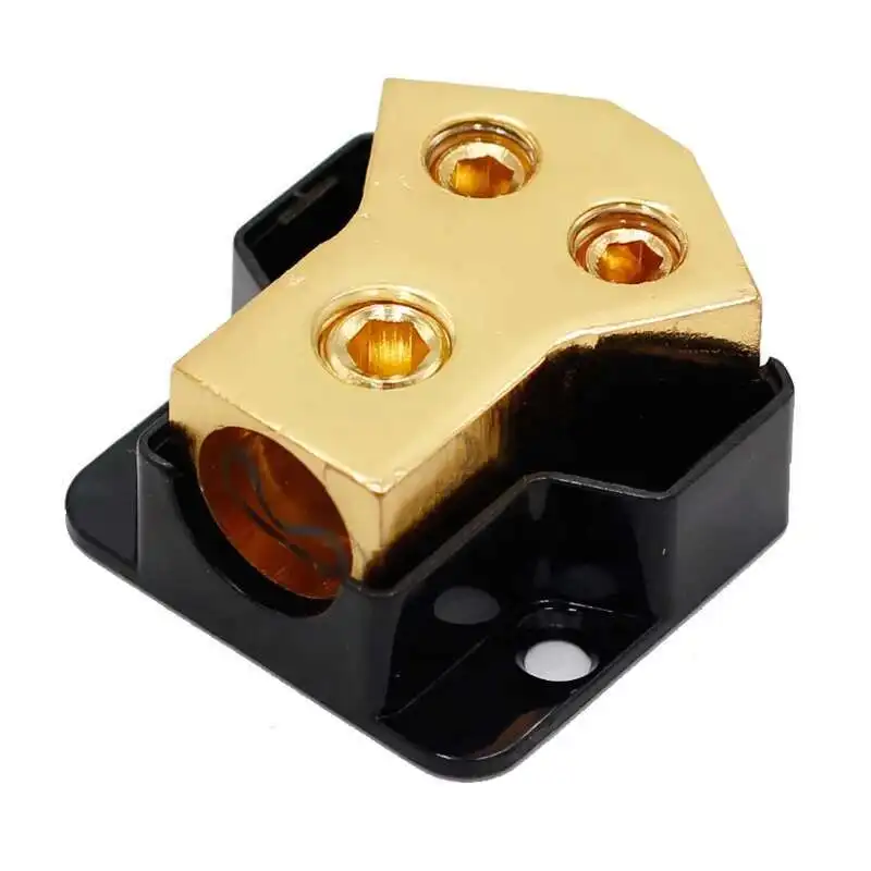 

Power Car Audio 2 Way Ground 0/2/4 In 4/8/10 Gauge Out Amp Distribution Block