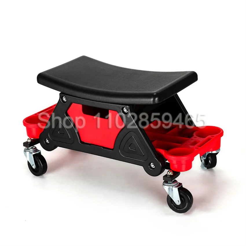 Garage Mechanic Brake Stool With 3 Storage Trays Mobile Car Beauty  Repair Chair Car Maintenance Auxiliary Bench