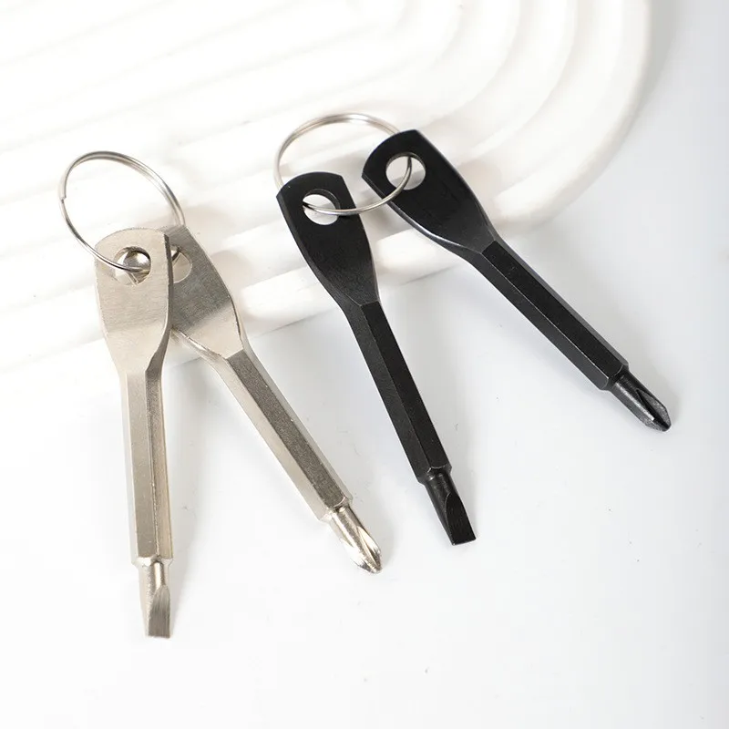 

Portable Phillips Slotted Screwdriver Set Key Ring Keychain Mini Pocket Keyring Cross Screw Driver Repair Tool Gadget EDC Small