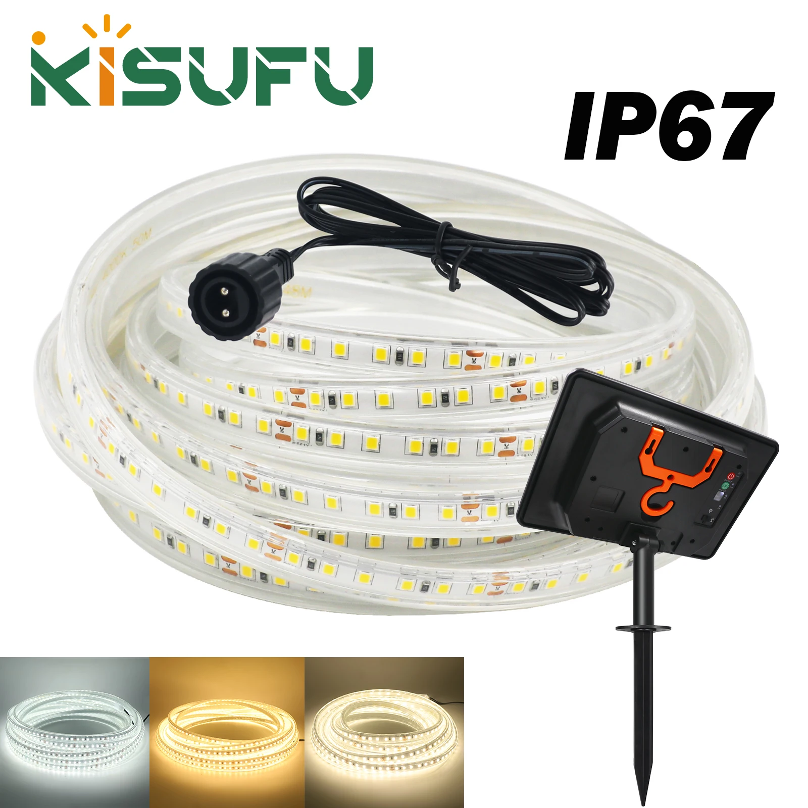 

IP67 Waterproof Solar LED Strip Light 2835 120LED/M White Natural Warm Flexible Ribbon Tape Indoor Outdoor Linear Lighting 1-10M