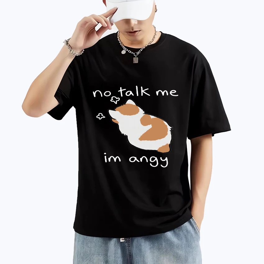 

2024 NEW Cute Kitty Print T Shirt Men Women High Street Fashion Short Sleeve T-shirts Summer Casual Pure 100% Cotton T-shirt