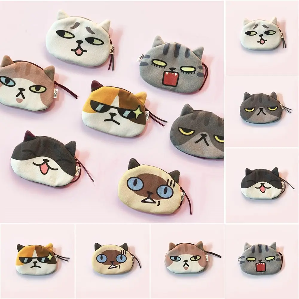 Data Cable Storage Bag Cat Expression Coin Purse Cute Pattern Cartoon Design Cat Earphone Bags Change Storage Bag Outdoor