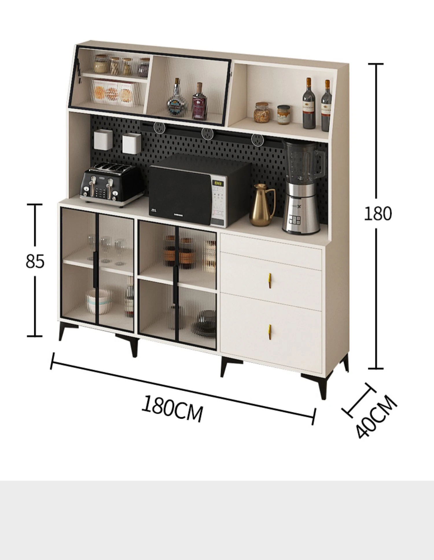 

Solid wood side cabinet integrated against the wall