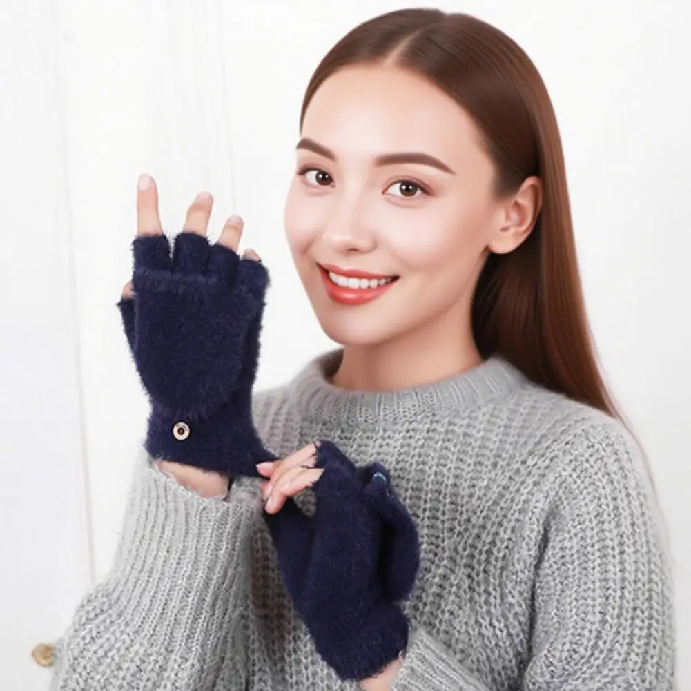 

Теплые перчатки без пальцев, женские зимние перчатки без пальцев, плюшевые уличные варежки для погоды, теплые толстые женские перчатки с половиной пальца