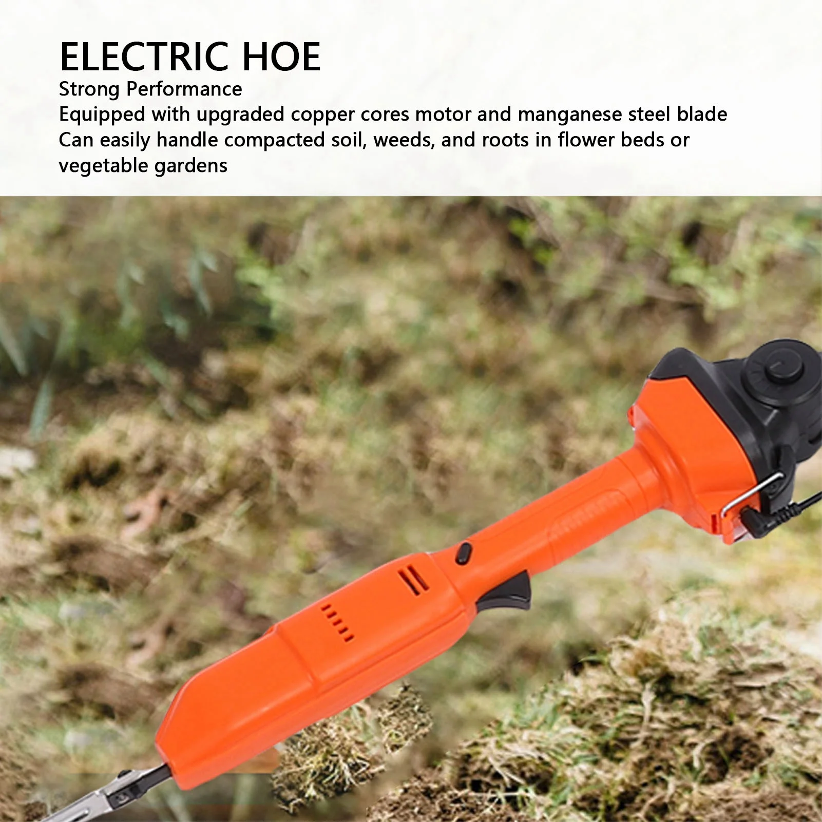 Elektrische Unkrauthacke, kabellose Mini-Schaff, Mangan-Stahlklingen, Auslöseschlüssel, Start, vielseitige Verwendung zum Graben von Gewächshäusern