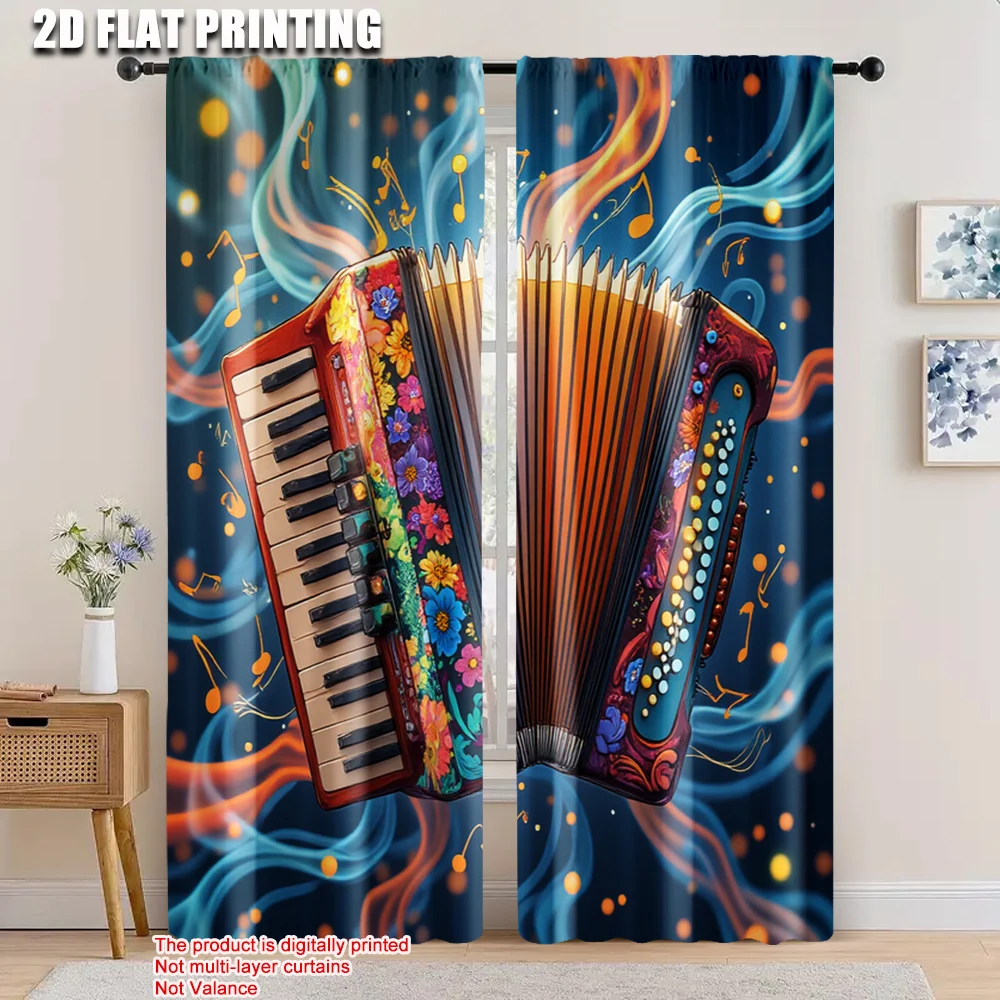 

2pcs, 2D flat printing Drapes accordion Durable Polyester,Without Electricity Birthday Party Suitable for Daily home decoration