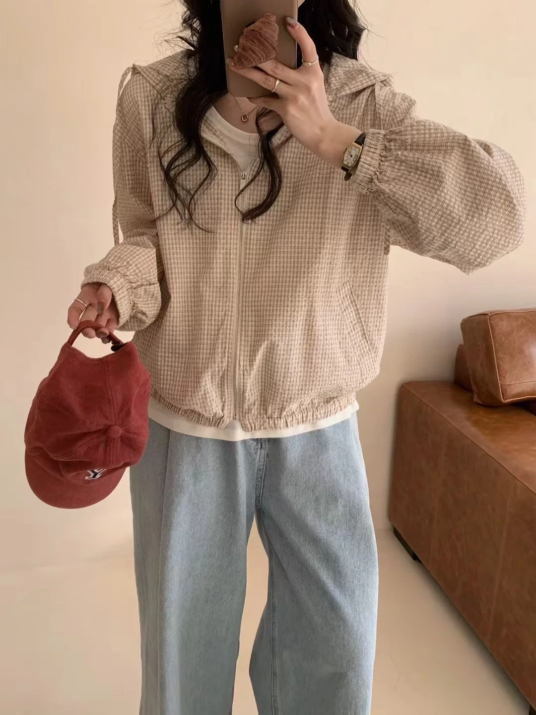 

Осенний повседневный художественный простой хлопковый топ с капюшоном на молнии Long Sve Jaet Initial, свободный универсальный топ для поездок на работу, персональный