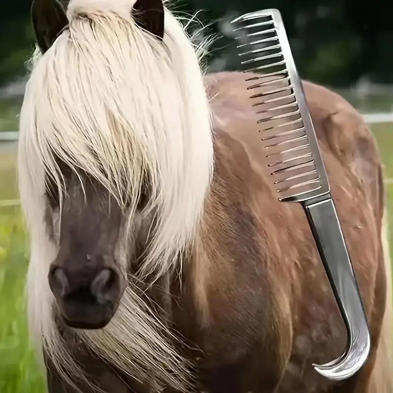 Premium Aluminum Horse Grooming Comb Metal Curry Brush for Pony Loose Hair Removal Equine Home Stable Care Tools