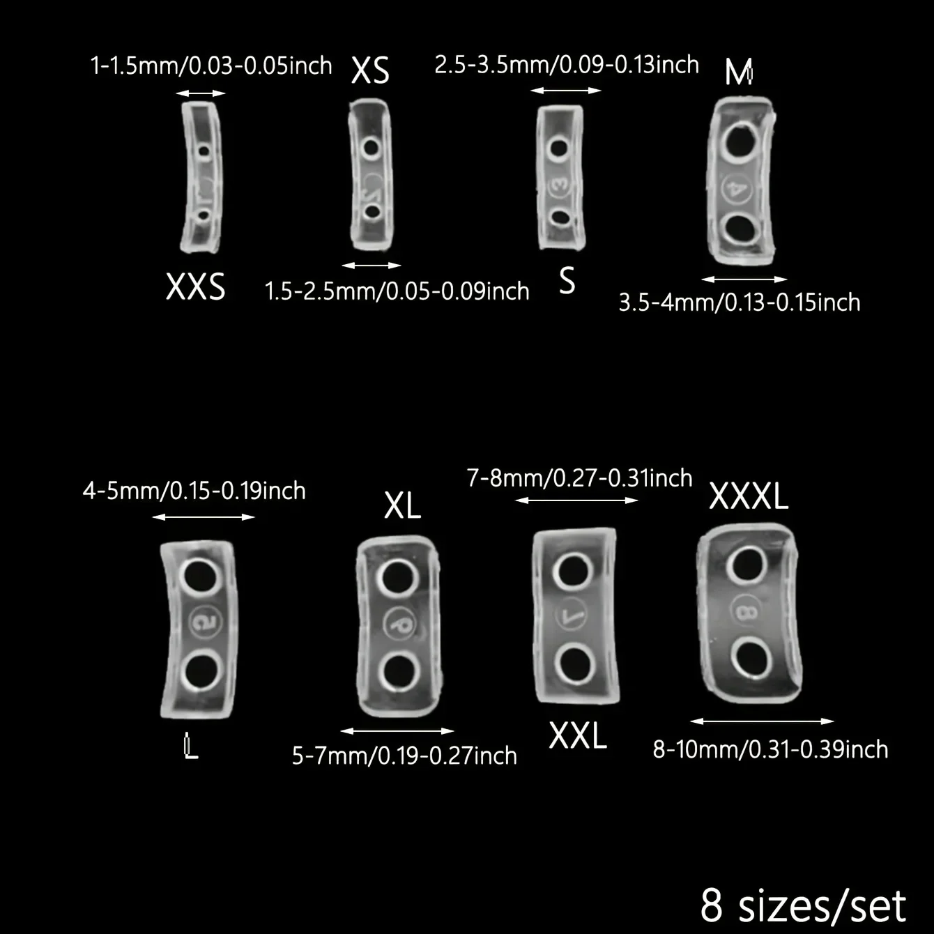 8pcs Plastic Ring Size Adjuster Set - Transparent Ring Adjustment Pad for Fixing Loose Rings - Essential Wedding Ring Reducer