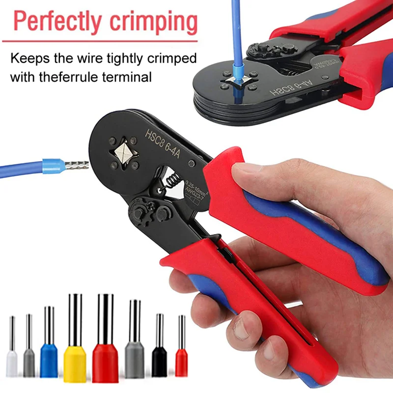 Crimping Pliers Tubular Terminal Crimping Pliers HSC8 6-4A Mini Wire Ferrule Fixture Kit High Precision 0.25-10mm Clamp Sets