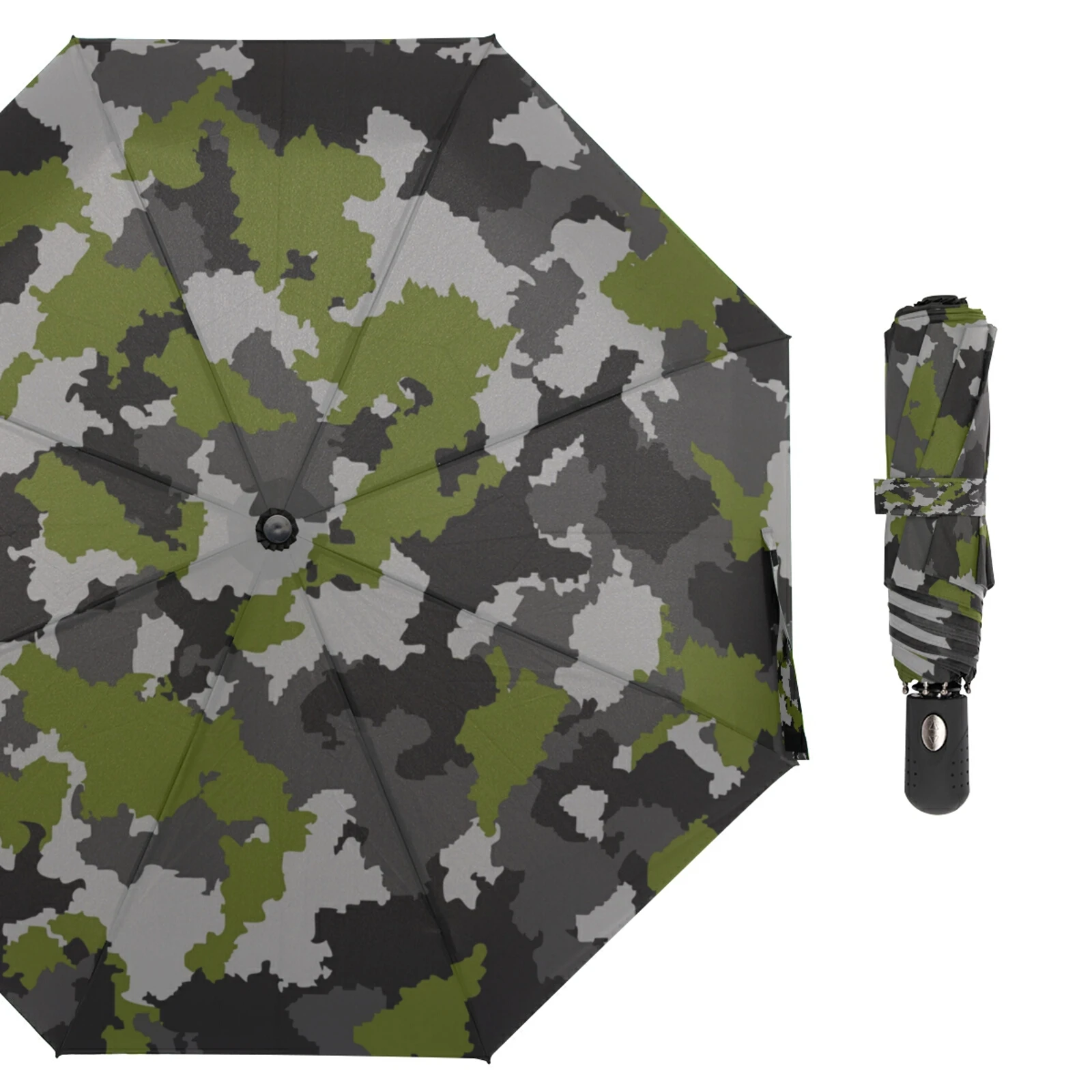 

Green Camouflage Three Folding Umbrella Rain Women Fully Automatic Windproof Outdoor Umbrella Male Parasol Parapluie 8 Ribs