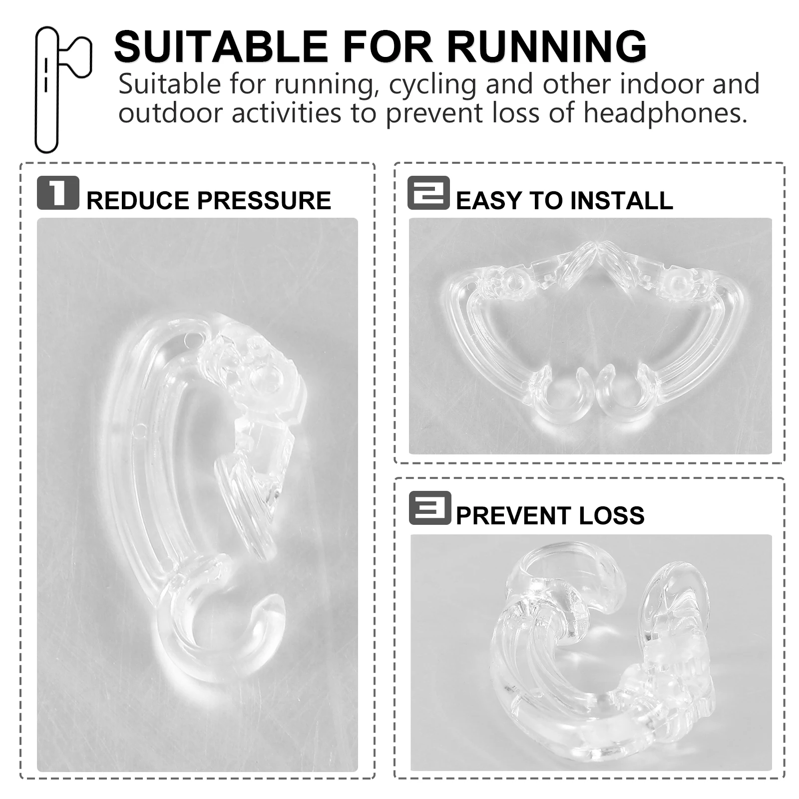 

2pcs Lost Hooks Earphone Holders Adjustable Safety Multiple Colors Running Cycling Earphone Accessories