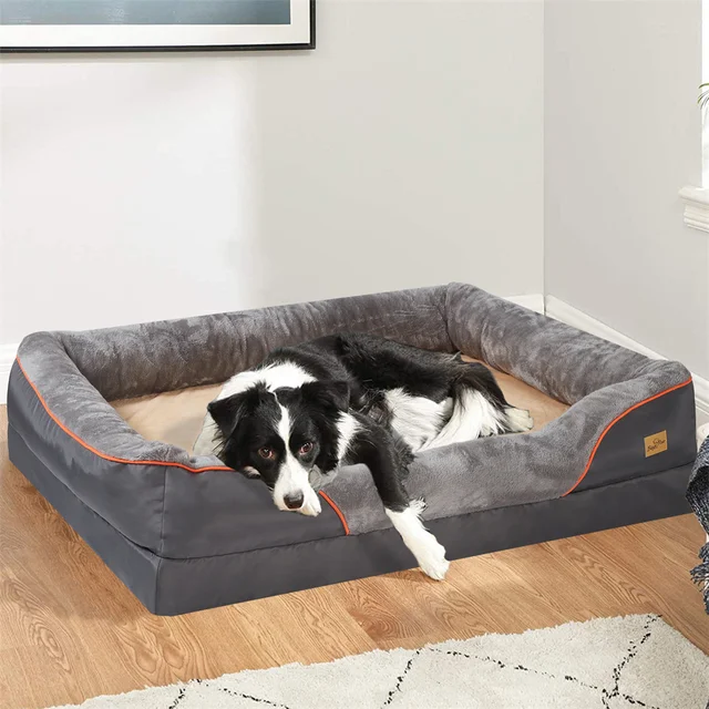 Jumbo Large Orthopedic Dog Bed Memory Foam Pet Sofa Couch Waterproof Elevated Cushion Warm Puppy Bolster Couch Removable Cover 2