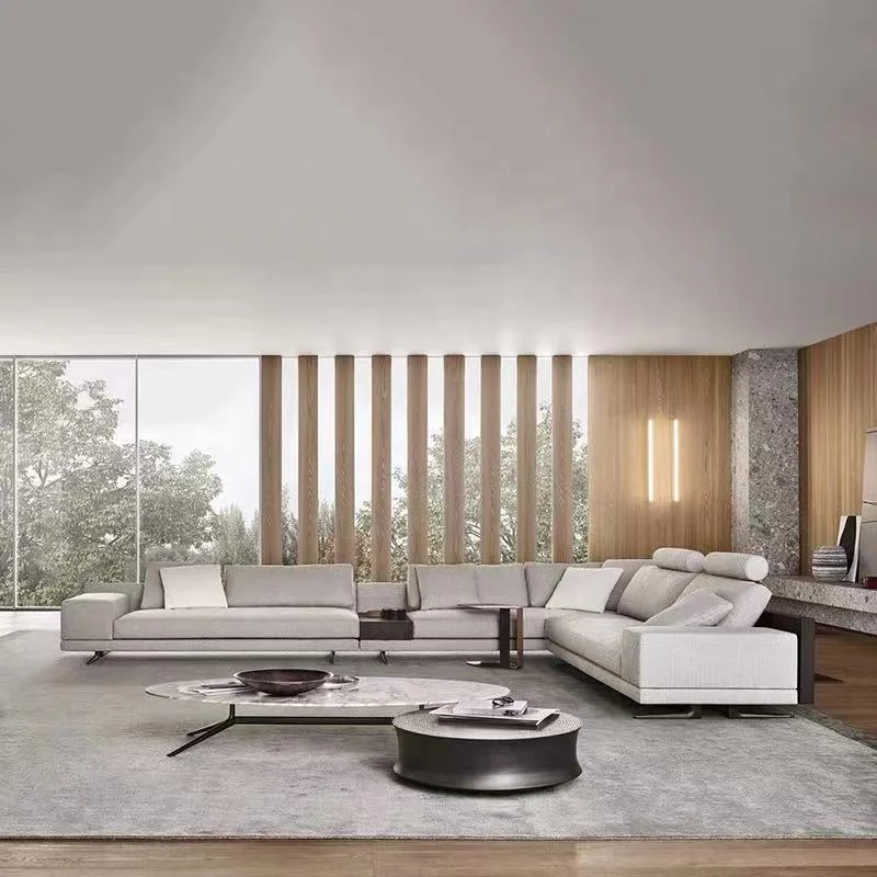 Italian Minimalist Large Size Living Room Sofa Couch Linen Fabric Module Sectional Customized Sofa Set