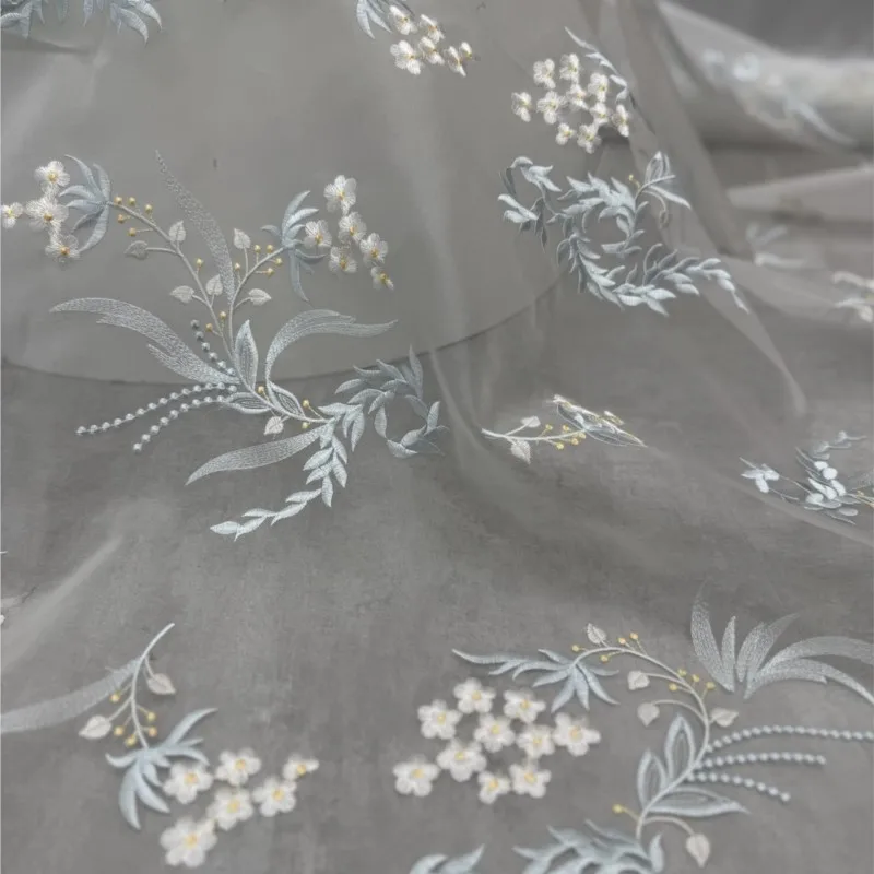 สินค้าใหม่รับซัมเมอร์ ผ้าไหมออร์แกนซ่าสําหรับงานหนัก ผ้าปักสไตล์จีน เสื้อผ้าป้องกันแสงแดด