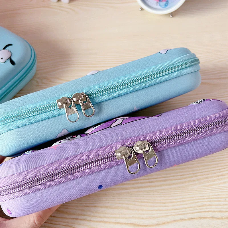 Sanrio-estuche de lápices EVA con patrón de figura de acción 3D, Hello Kitty, estudiante Kuromi, caja de lápices impermeable, bolsas de lápices