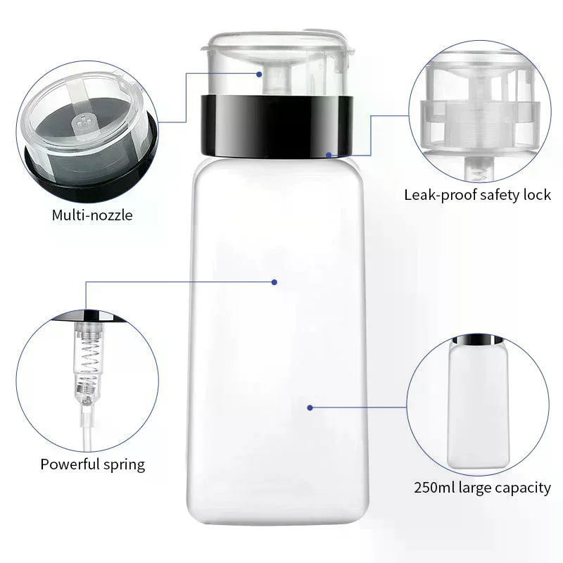 60/150/180/250ml Empty Pump Dispenser Liquid UV Gel Polish Nail Art Polish Clean Bottle Polish Cleanser Remover Bottle