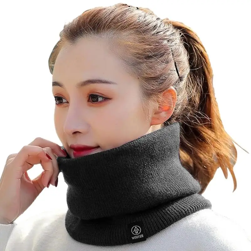 Fleece Neck Warmer Men Winter Hat Scarf Tube Shape Warm Knit Winter Hat For Thicken Cycling Face Cover Cervical Spine Protection