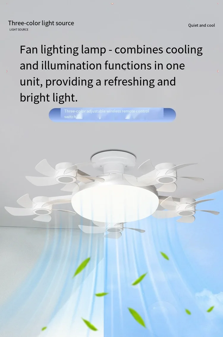 E27 LED 5 Heads Ceiling Fan Light with Remote Control Dimmer Function 80W Ceiling Light Drone Shaped Fan Light for Living Room,