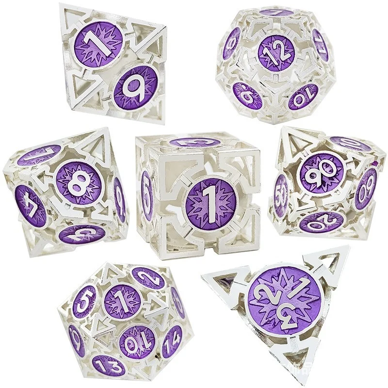 

7Pcs/set High-grade Metal Hollow Dice Multi-faceted Dice Set D20 Running Group Game D6 Table Game