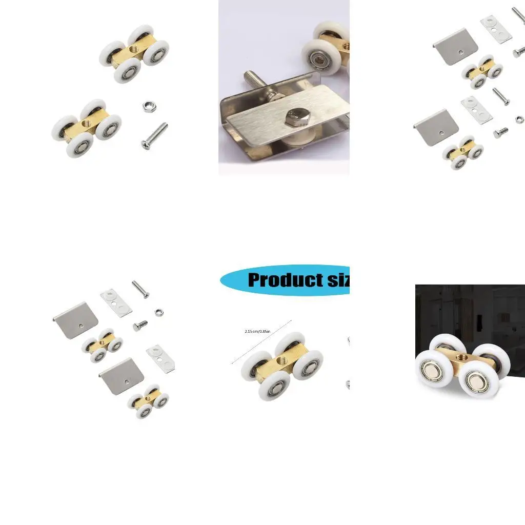 

652F 2Pcs Adjustable Sliding Door Wheel Shower Glass Door Sliding Rollers Four Wheel Hanging Pulley Roller Easy Installation