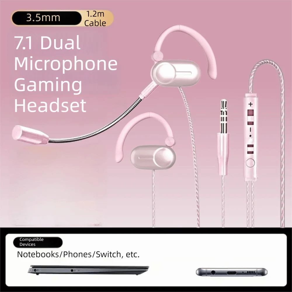 Open Ear Wired Headphones Dual Microphone Noise Reduction Wired Headset Ear-hook Detachable Microphone Wired Earbuds Music