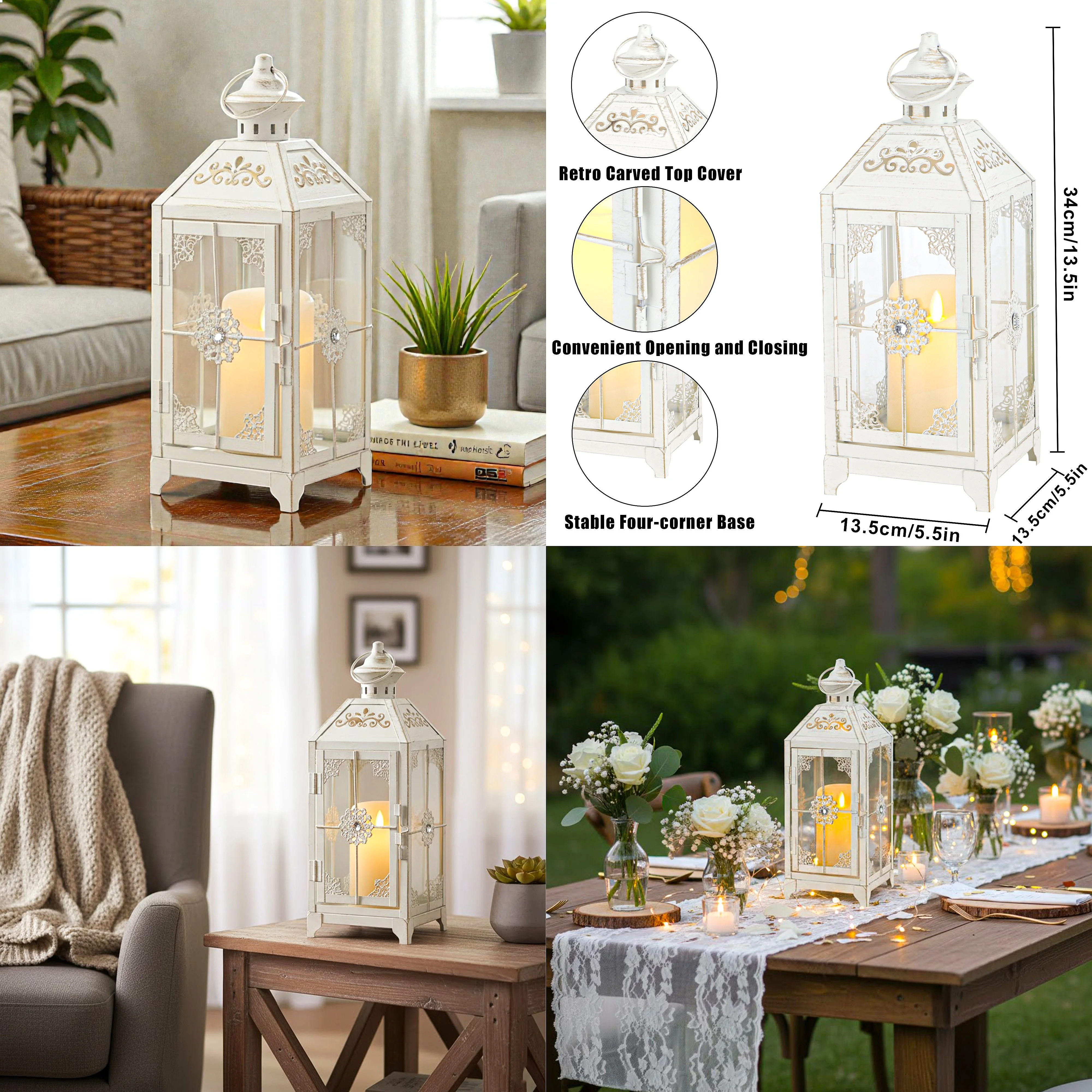 Retro Nordic Hanging Iron Candle Holder Lantern for Home Wedding Decor Interior