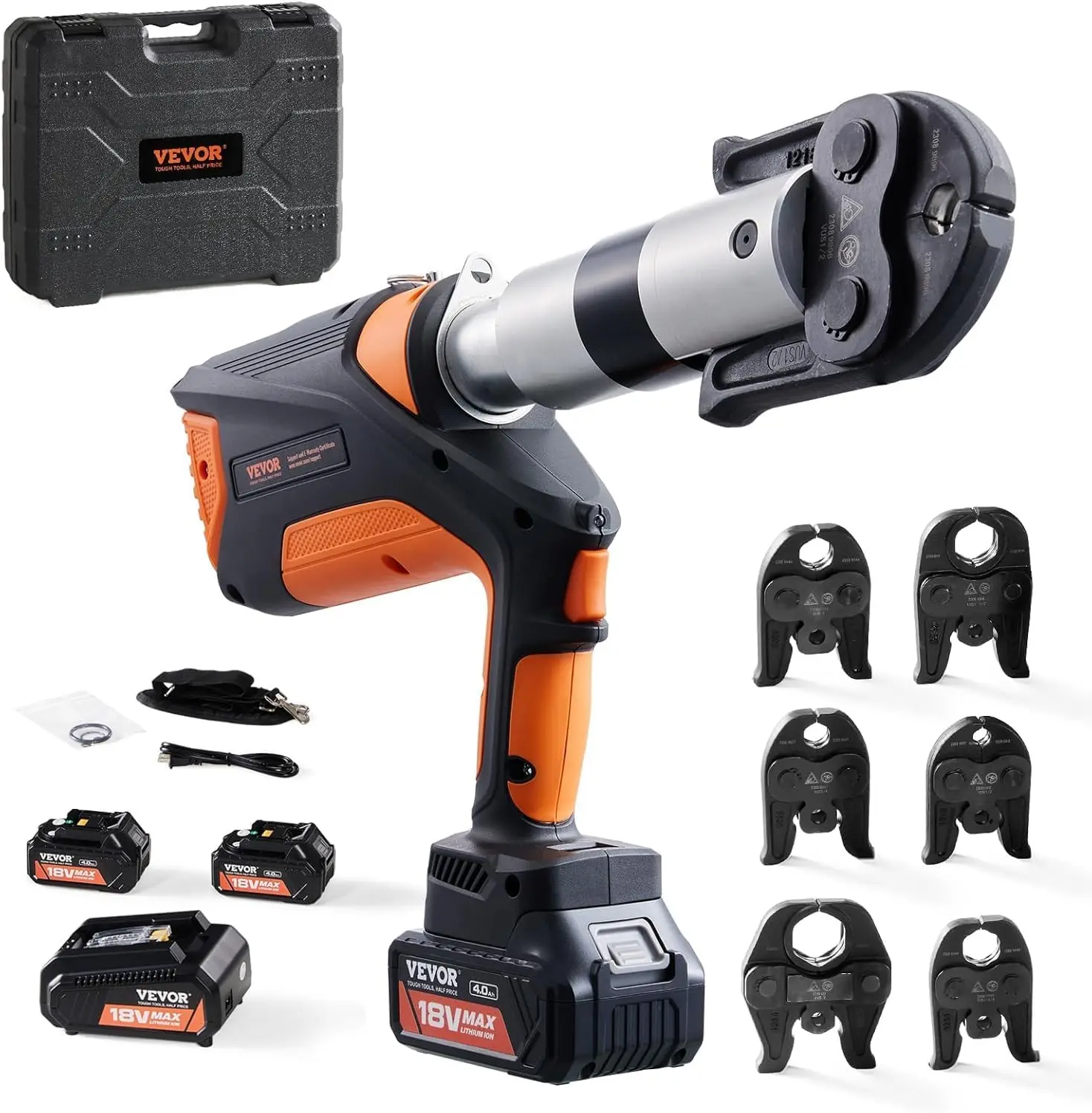 

18V Press Tool, 32KN Electric Pipe Crimping Tool for 1/2" to 2" Copper Pipes, 360° Rotation Automatic Crimper with Brushless Mot