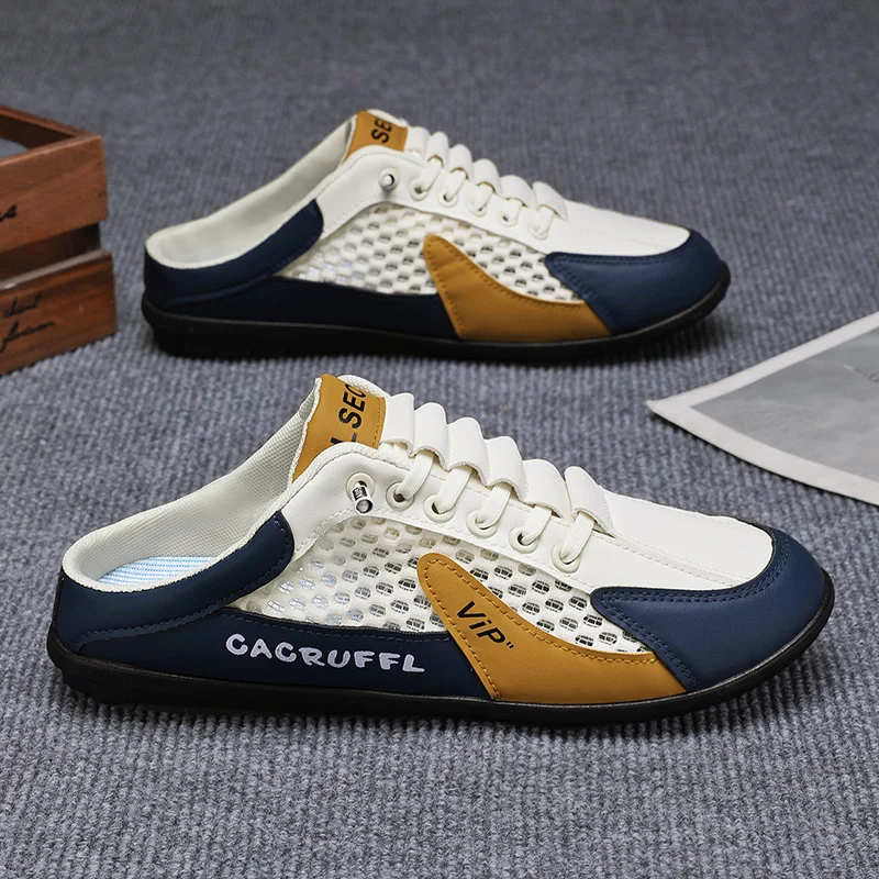 

2026 Summer New Style Closed-Toe Half-Slip Men's Shoes, Mesh Breathable Slip-On Loafers, Fashionable Breathable Slip-On Shoes