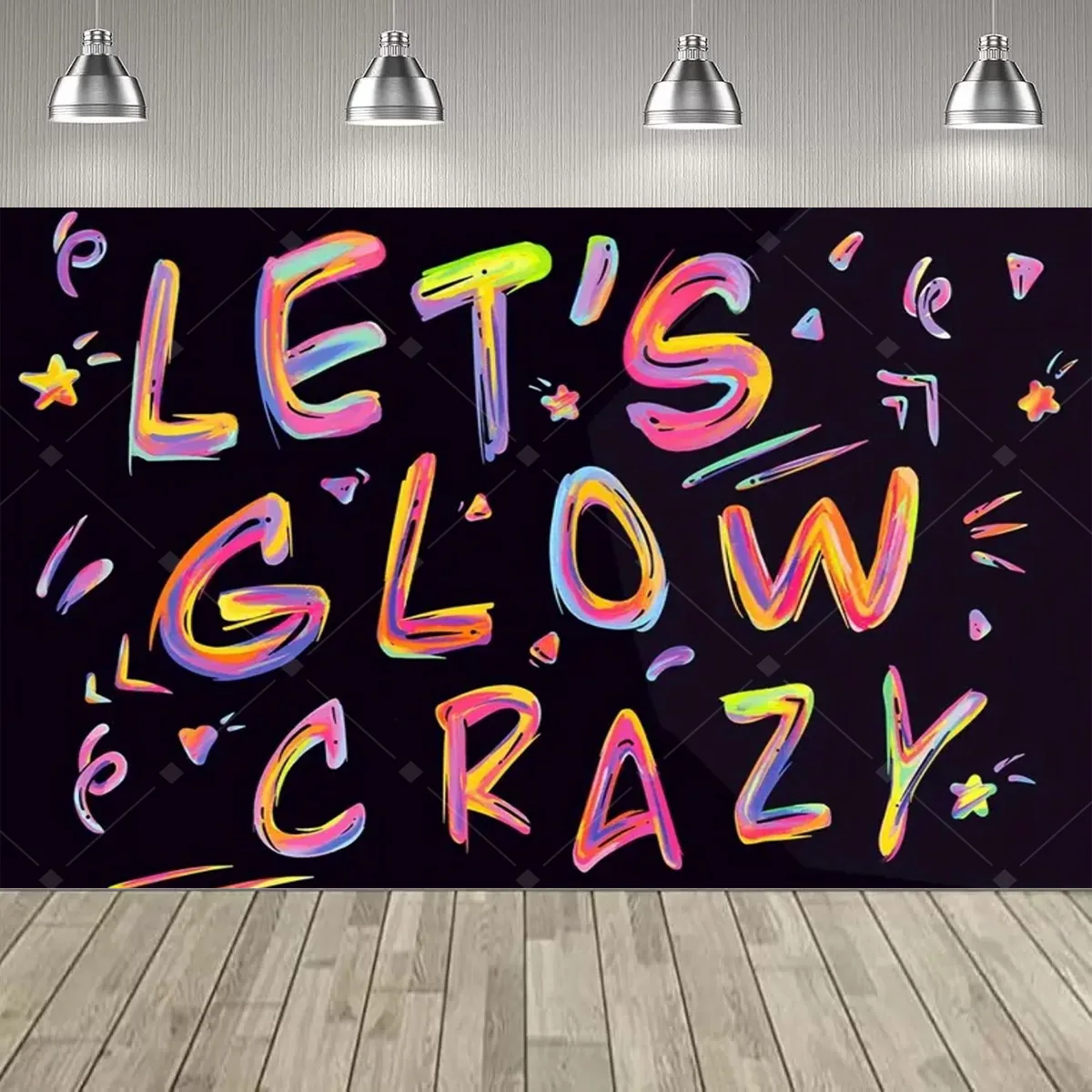 UV-Schwarzlicht Let's Glow Crazy Theme Party Dekorationen Hintergrund Neon Fluoreszierender Effekt Geburtstag Party Supplies Dekor Banner – Detail 10