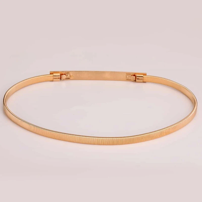 Cintura a catena in oro rettangolare lucido alla moda cinture regolabili in vita femminile per le donne cintura elastica con abito Punk di marca di