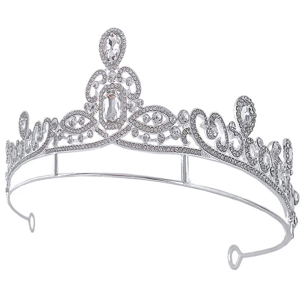 

Серебряная корона со стразами из цинкового сплава, свадебная тиара для невесты, свадебная вечеринка, фестиваль, аксессуары для дня рождения, диадемы для женщин