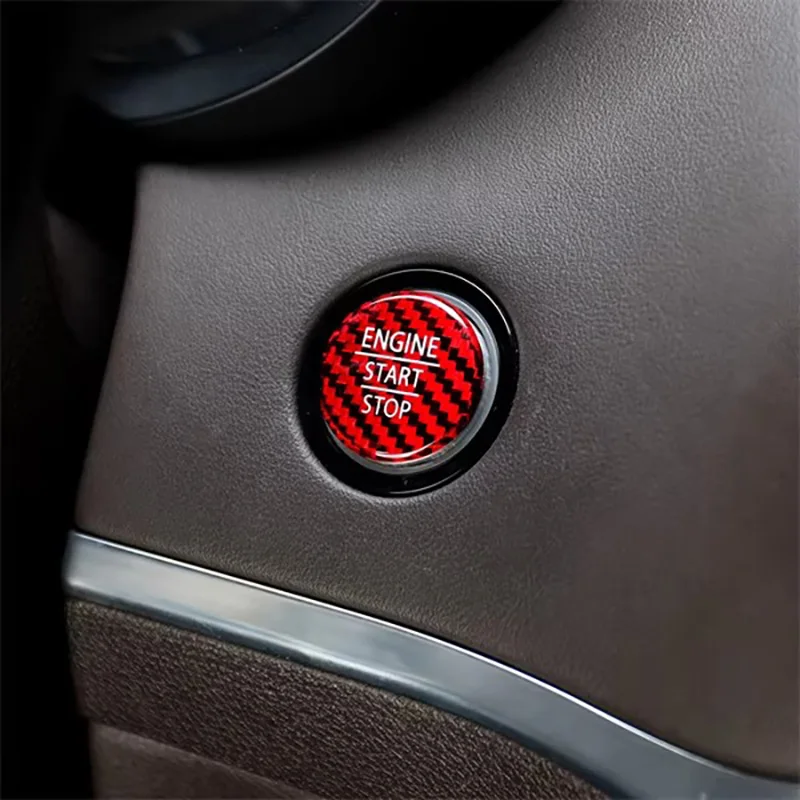 

Для Kia Stinger 2018 2019 2020 2021 2022 2023 автомобильная накладка на кнопку из настоящего углеродного волокна, сменная декоративная наклейка