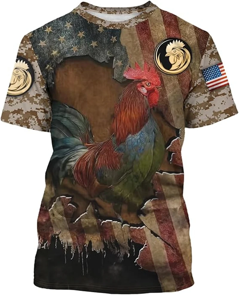 ثلاثية الأبعاد طباعة الديوك الجرافيك تي شيرت الرجال الشارع الشهير الصيف Harajuku قصيرة الأكمام المحملة للجنسين عادية الديك نمط المتضخم تي شيرت #4