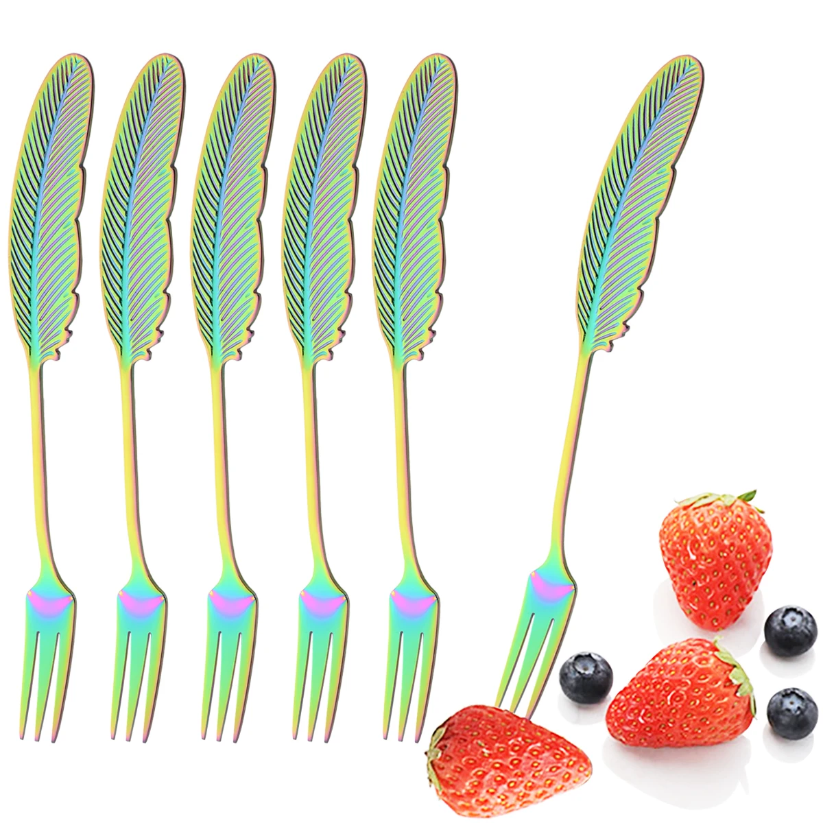 6Pcs Bunte Gabel Geschirr Set Party Dessert Gabel Besteck Westlichen Edelstahl Besteck Kuchen Obst Brot Gabel Geschirr