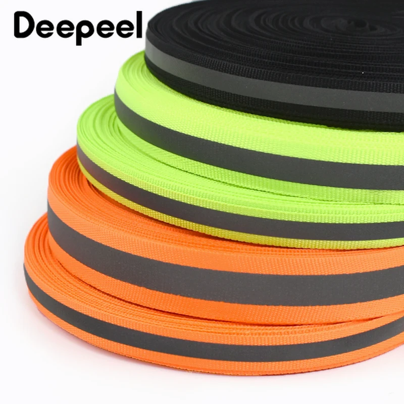 10Yards 10-50mm Reflective Nylon Band Fluorescent Traffic Warning Tape DIY Uniform Clothing Decor Ribbon Sewing Accessories