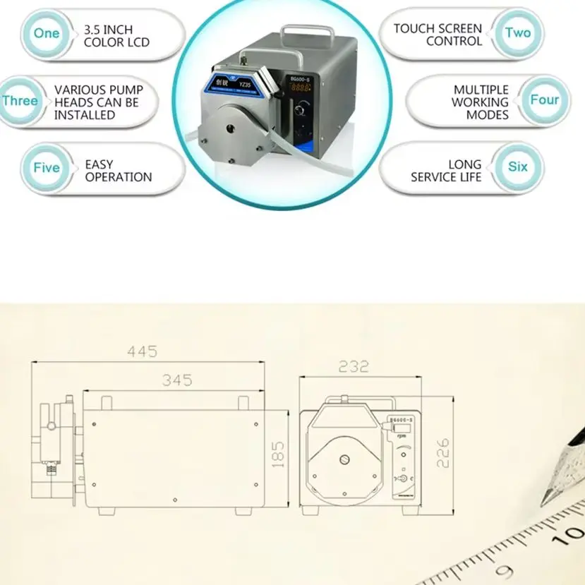 

Big Flow Liquid Metering Transfer Peristaltic dosing Pump Additive grinding aid peristaltic pump BG600-S
