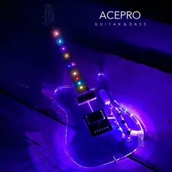 In Stock Acepro LED Lights Acrylic Electric Guitar, Body 11 Way Swtich Multicolor LEDs Can Choose Color, Fretboard Colorful LEDs