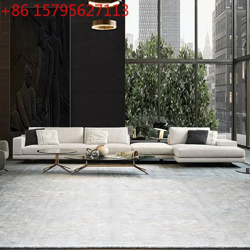 

Italian Minimalist Living Room Modern Simple and Light Luxury Corner Cotton Linen Fabric Sofa
