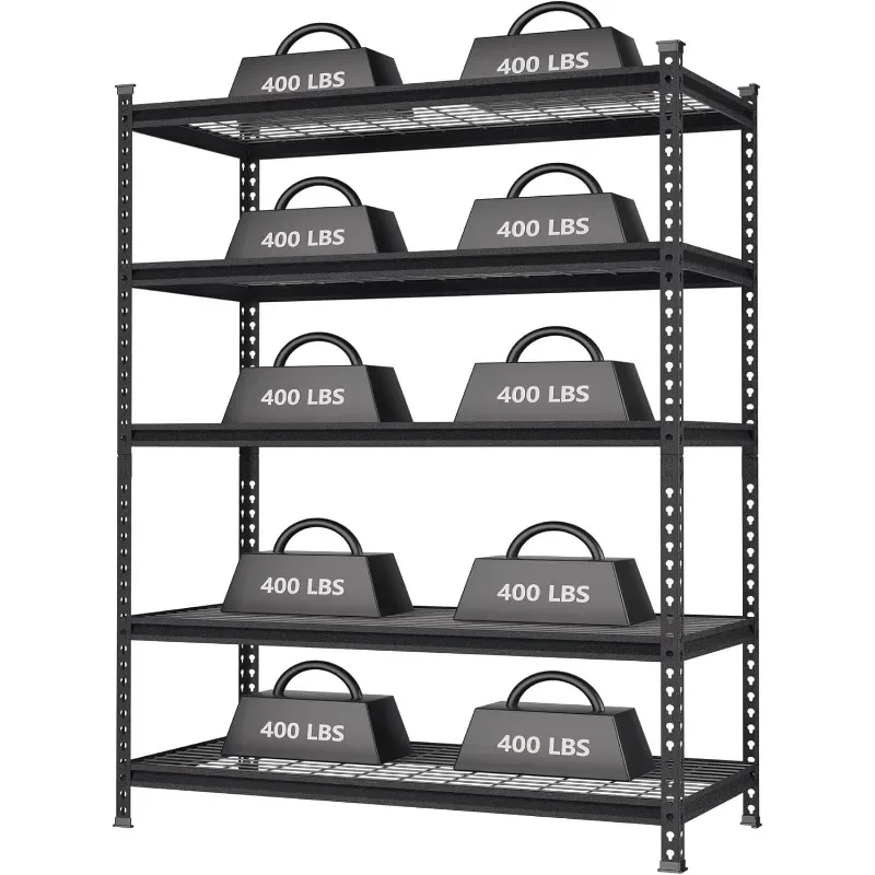 

5-Tier Metal Storage Shelving Unit, 48”W x 24”D x 72”H, Adjustable Storage Rack Heavy Duty Shelf, 4000 lbs Load Capacity (Total)