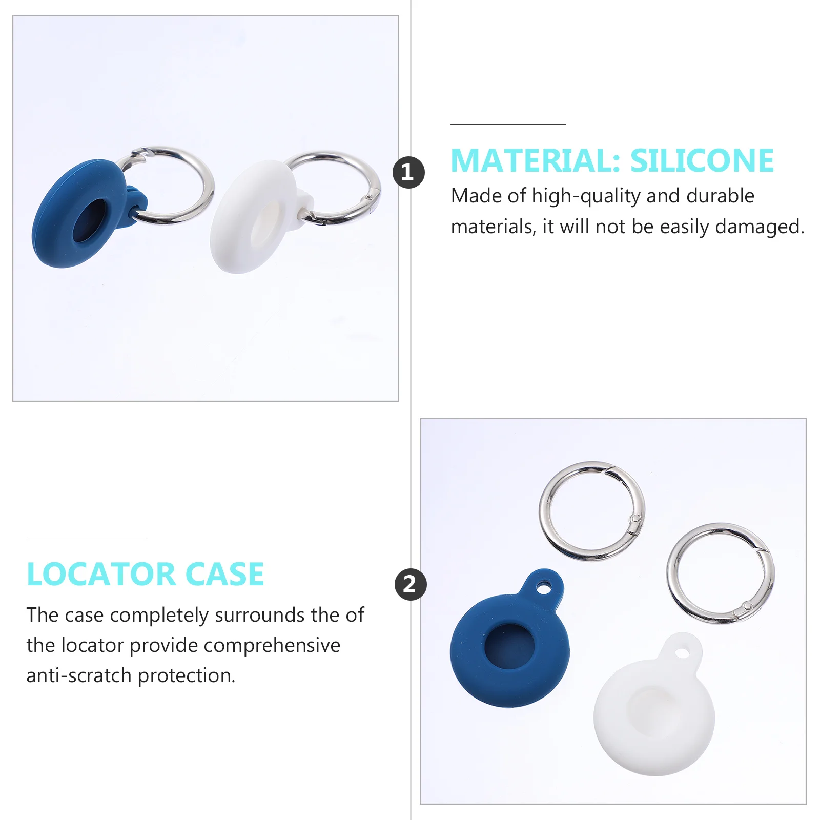2pcs Silicone Protective Case For Smart Tracer Anti-Scratch Durable Cover With Keychain Compatible With Airtags