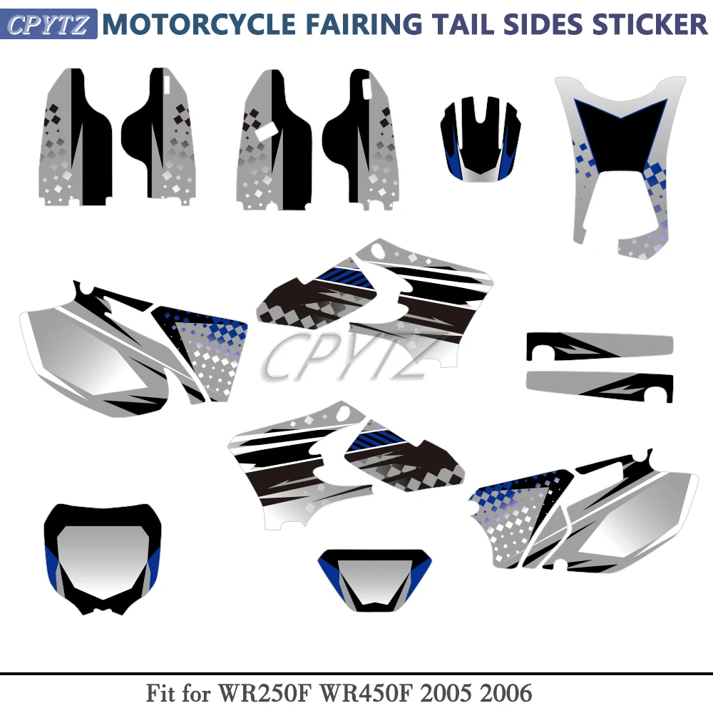 フルグラフィックデカールステッカーオートバイ背景フィット-wr250f-wr450f-wrf-250-450-2005-2006