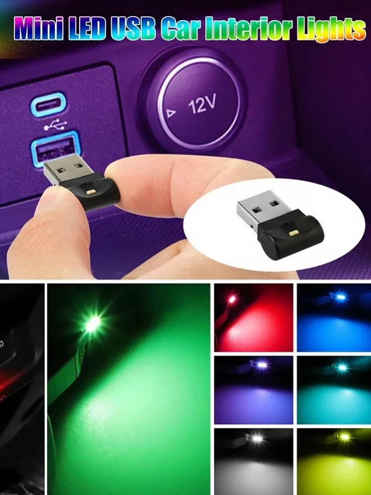 Mini usb led luz do carro auto interior atmosfera luz de iluminação de emergência rgb auto colorido