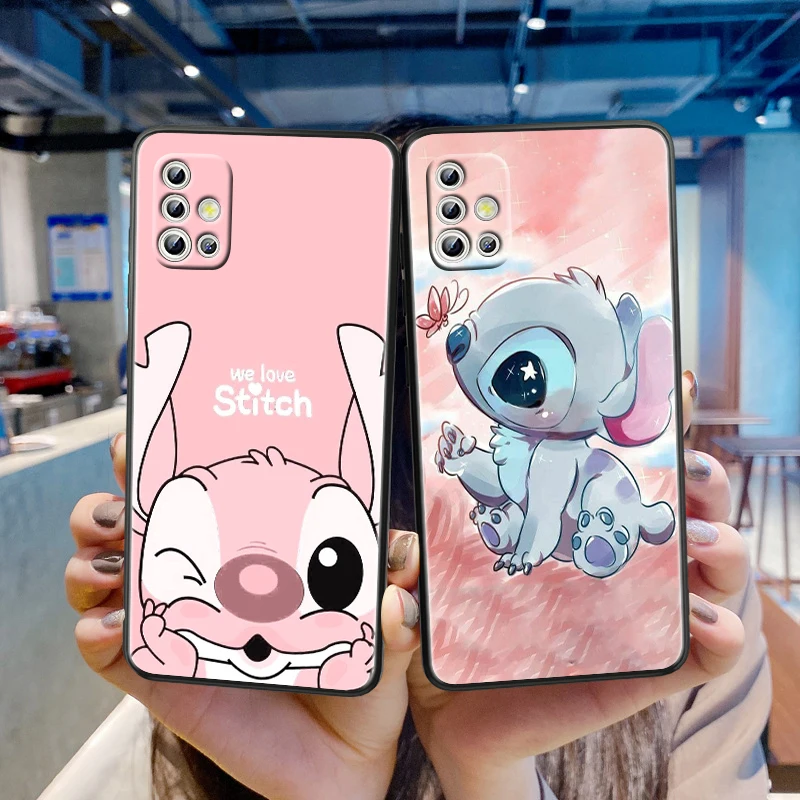 Stitch Disney Little Monster Phone Case For Samsung A73 A72 A71 A53 A52 A51 A42 A34 A33 A32 A23 A22 A21 A14 A13 A04 A03 5G Black