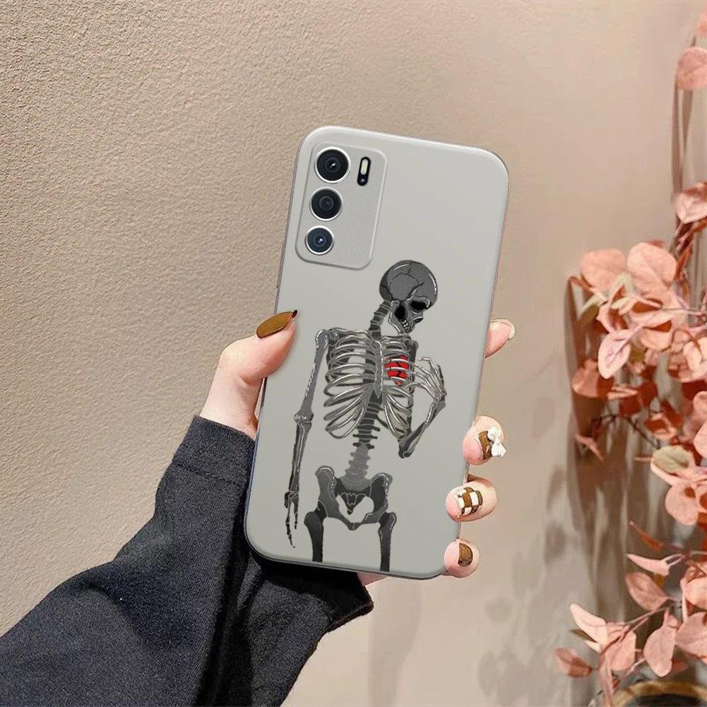 New Funny Skeleton Case For OPPO A15 16 17 31 5 53 54 55 57 7 73 74 76 83 91 92 9 93 94 2020 4G 5G Silver plating Phone Cover