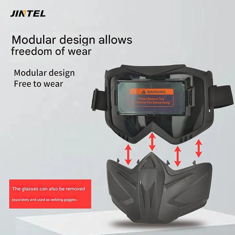 Solar Auto Darkening Welding Helmet Head-mounted Full Face Shield Split Type Protective Mask for Welding Grinding Cutting Work