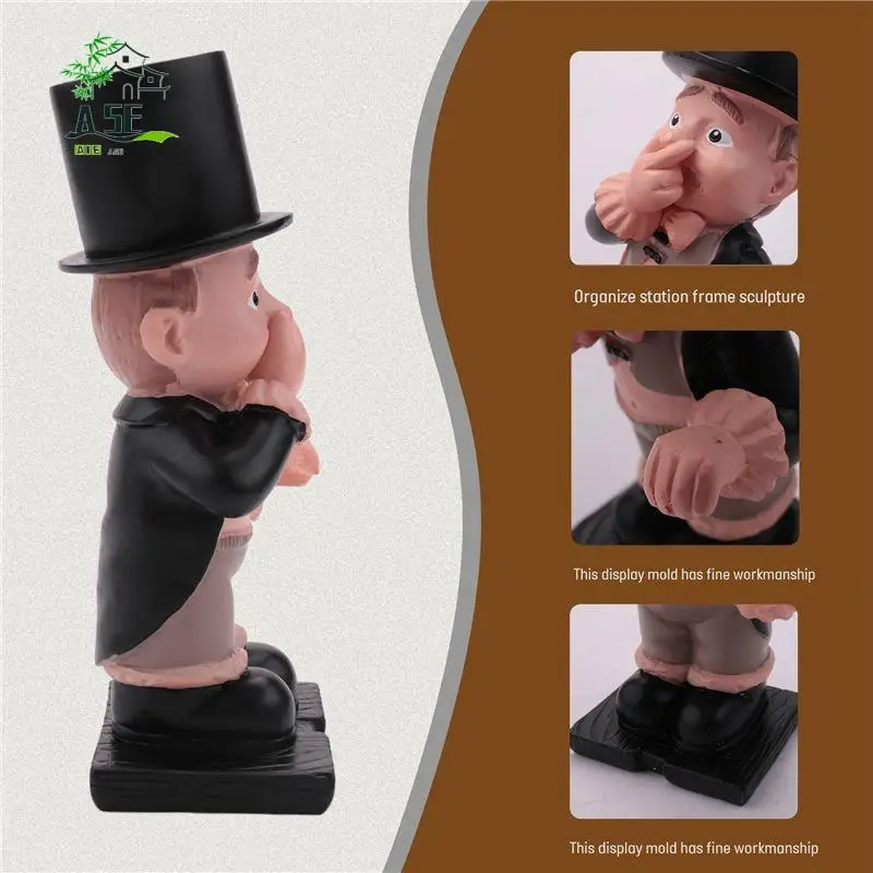 

A05E-смола в форме дворецкого, милая статуя для старых мальчиков, декор, подставка для салфеток, скульптура для унитаза