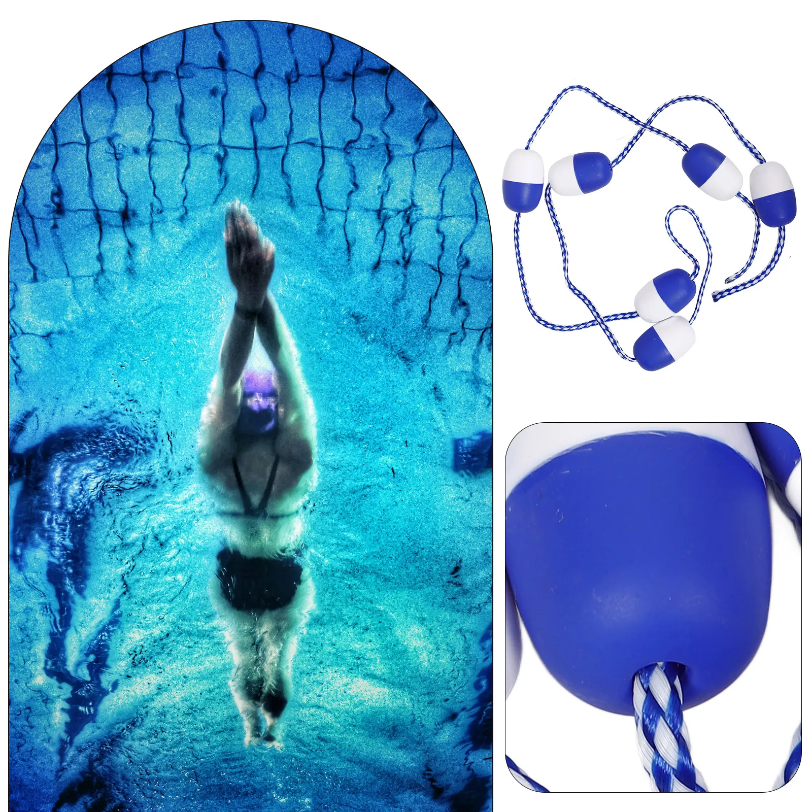 Divisor de segurança para piscina flutuante, 1 corda, linha flutuante, bóia de piscina, marcador de pista para zona de água rasa e separação