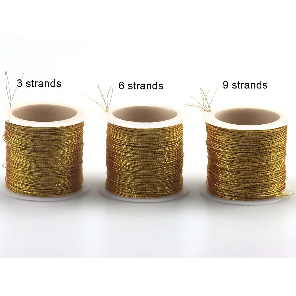 Strands Gold and Silver Wire3/6/9 Strand Metal Braided Thread Chinese Knot Rope Shiny Effect DIY Tassel Ring Bracelet Jewelry M