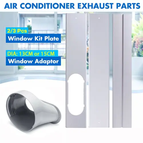 El más nuevo Kit de ventana portátil, placa deslizante, adaptador ajustable, protector contra el viento, manguera de escape, conector de tubo, accesorios de aire acondicionado